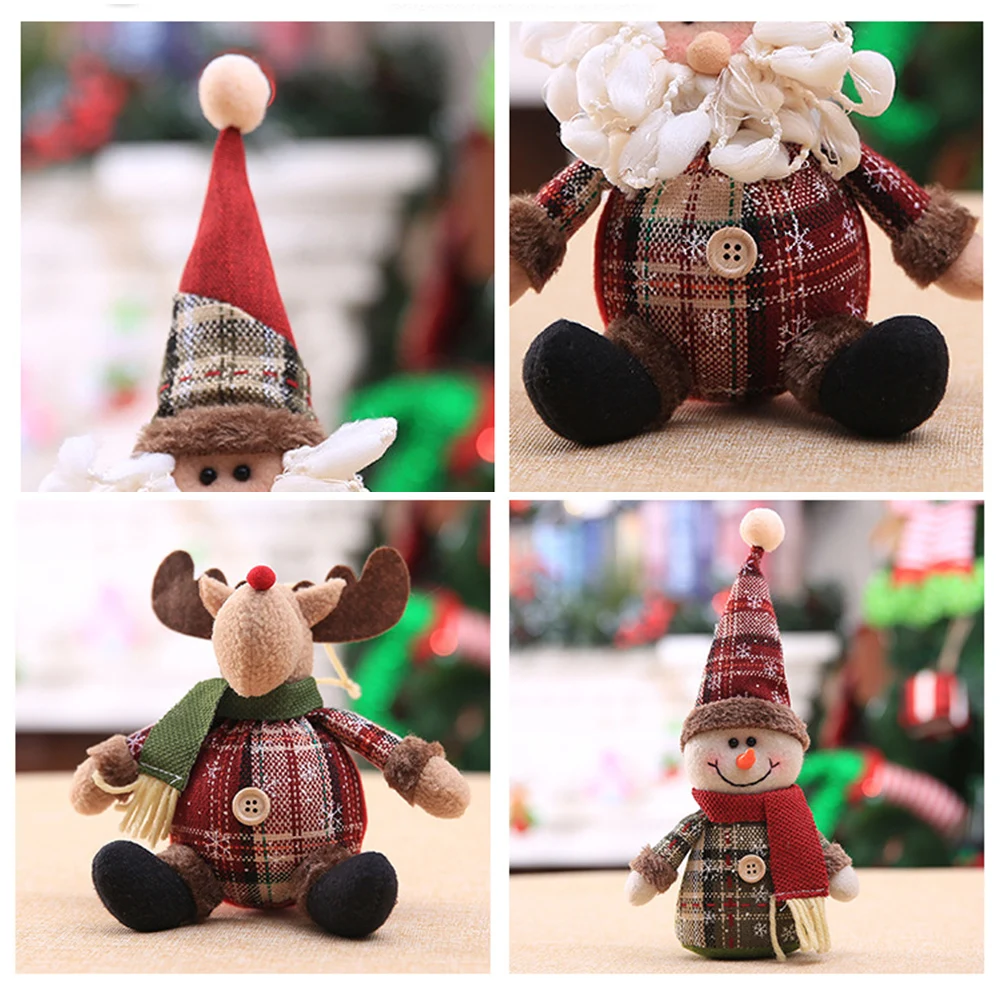 Christmas Style Miniature Pendant Santa Claus Elk Shape Ornament for Christmas Tree Decoration