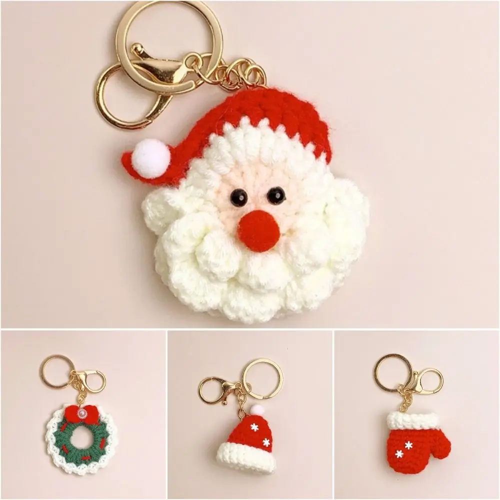 Christmas Mini Knitted Hat Keychains Knitted Hand-woven Christmas Hat Pendant Gloves Pendant Christmas Gloves Keyrings