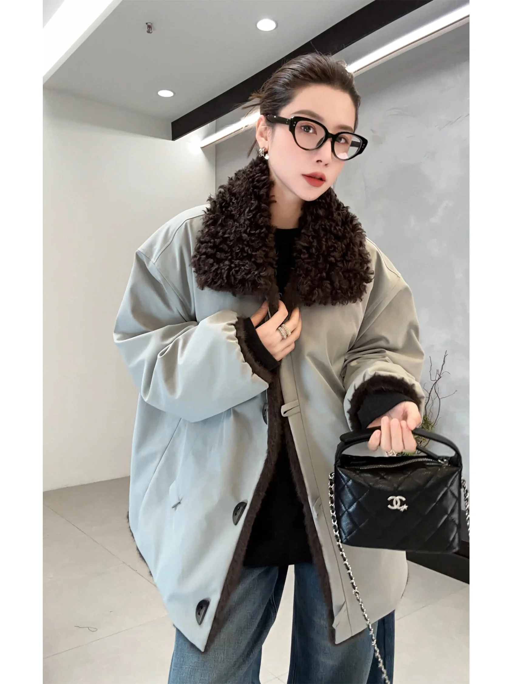 

MDoesntEatFi Ветрозащитная теплая пуховая куртка свободного кроя с меховым воротником, женское повседневное утепленное пальто с длинными рукавами