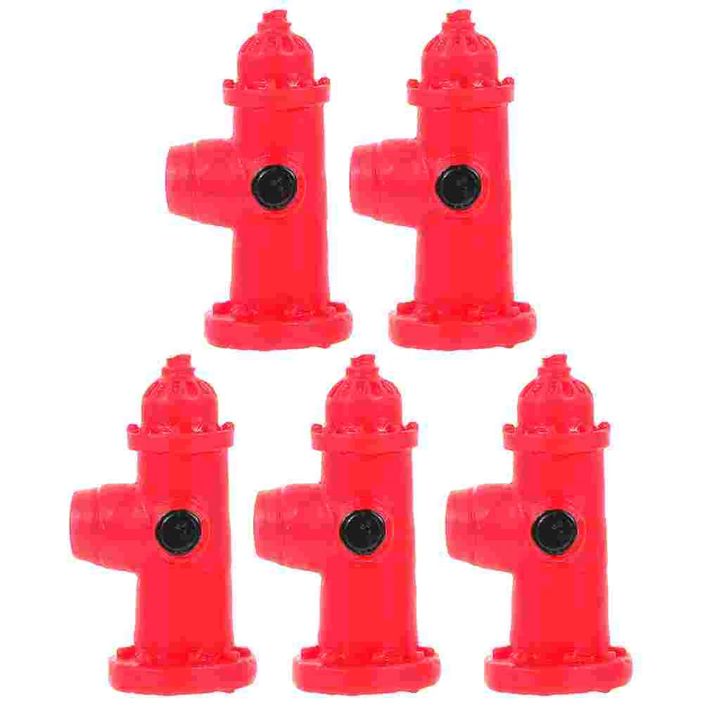 

5 Pcs Fire Hydrant Simulated Traffic Sign DIY Landscape Model Decorations Cognitive Toys Resin Craft Road Small Child