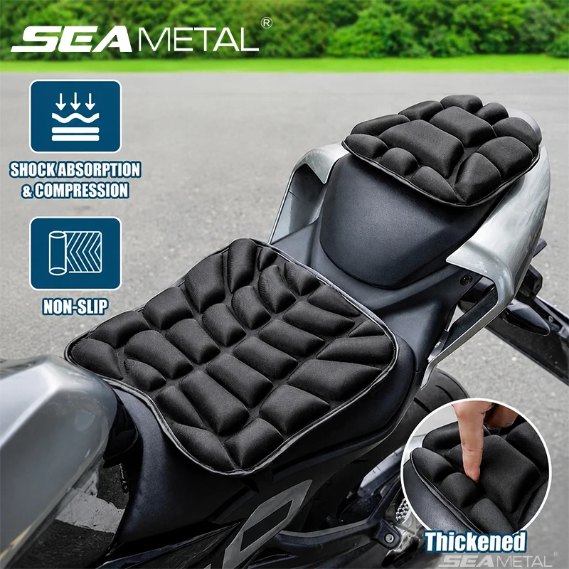 SEAMETAL Gel Seat Cushion for Motorcycle 3D Breathable Shock Absorbing Bike Saddle Cover Comfort Pad Universal Cycling Accessory