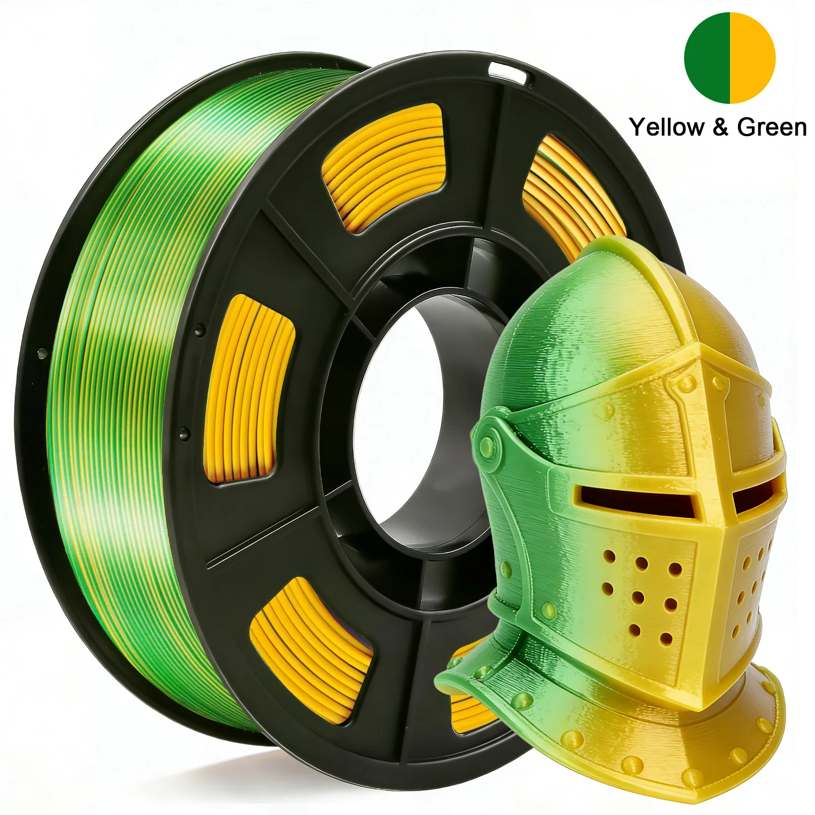 

Silk PLA 3D Printer Filament, Shiny Yellow Green Dual Color Filament 1.75mm, 3D Printing Filament for Most FDM 3D Printer 250g