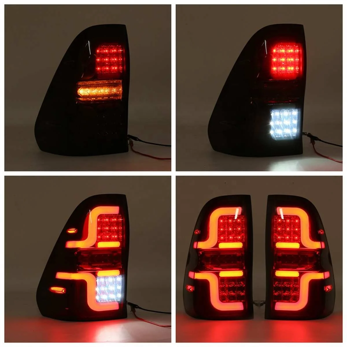 Car LED Tail Light for  Hilux 8 AN120 AN130 GUN1 REVO 2015 2016 2017 2018 Car Signal Rear Stop Reverse Lamp Smoke