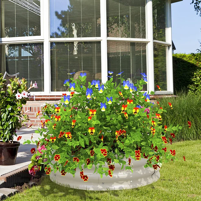 60×60×28cm 丸型メタル製高床式菜園 パティオプランター 高床式プランター 屋外用ガーデンプランターボックス 野菜・花・ハーブ用