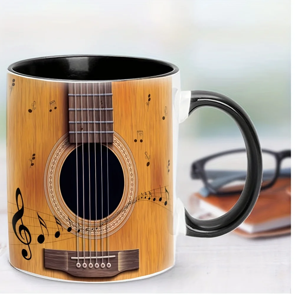 1pc 330ml guitarra padrão caneca de café cerâmica copos de água verão inverno drinkware presentes de aniversário amantes da música presentes