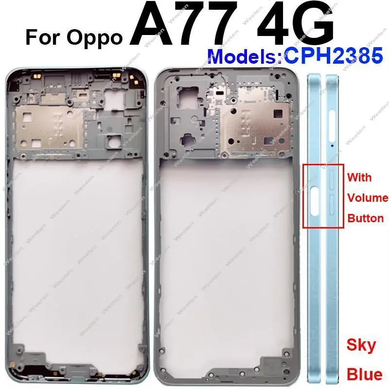Middle Frame For OPPO A77 A77s 4G 5G Middle Housing Frame Cover Bezel with Side Button Replacement