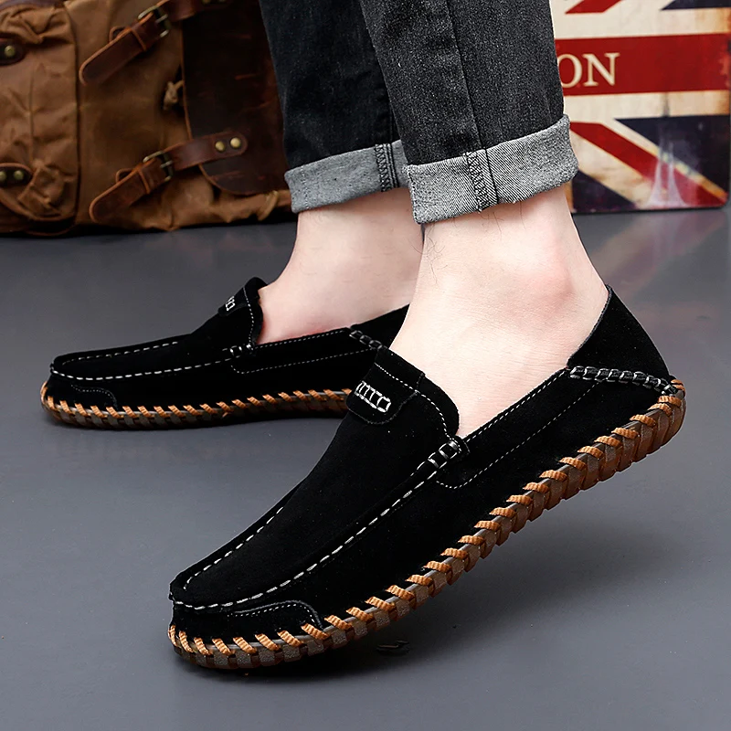 Large Size Fashion Men\'s Driving Shoes High Quality Genuine Leather Loafers Moccasins Men\'s Flats Breathable Casual Boat Shoes