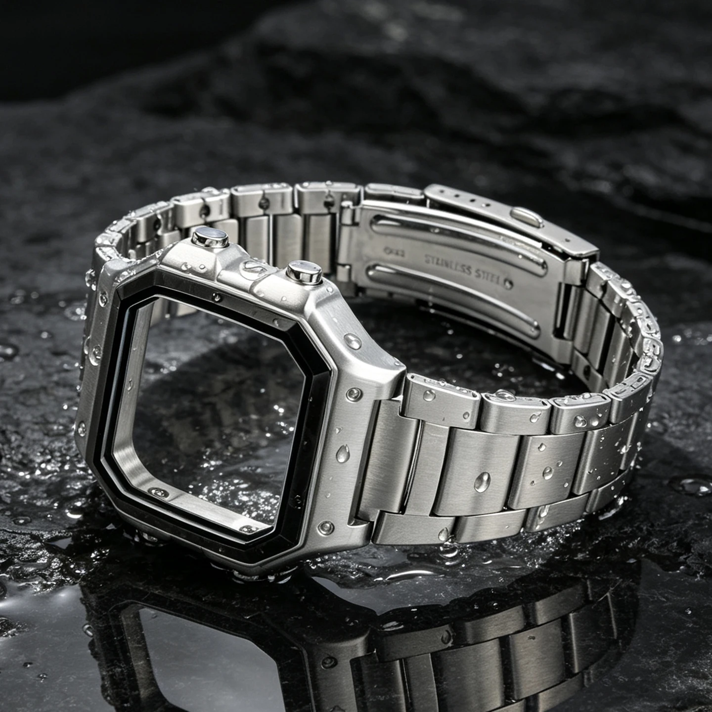 DIY-Upgrade-Mod-Kit für Casio AE1200 AE1300 WS-1600, Massives Edelstahl-Metallgehäuse Uhrenarmband mit Saphirglas-Zubehör