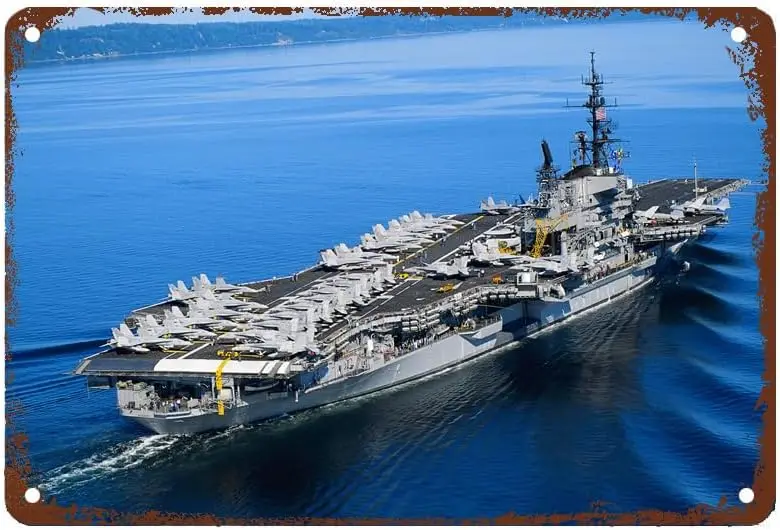 Metal Tin Sign Painting USS Midway Aircraft Poster Wall Decoration Art Posters Vintage Gifts Metal Tin Painting (12x18in si sign