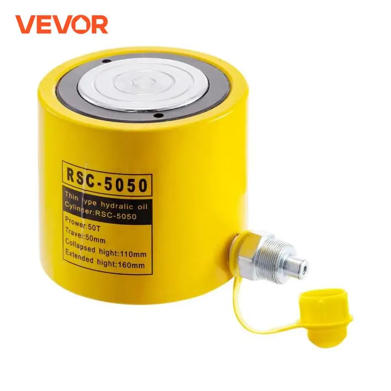 VEVOR 20/50t Hydraulic Cylinder 50/150mm Jack Hollow Solid Ram Hydraulic Cylinder Stroke Single Acting Hydraulic Hollow Plunger