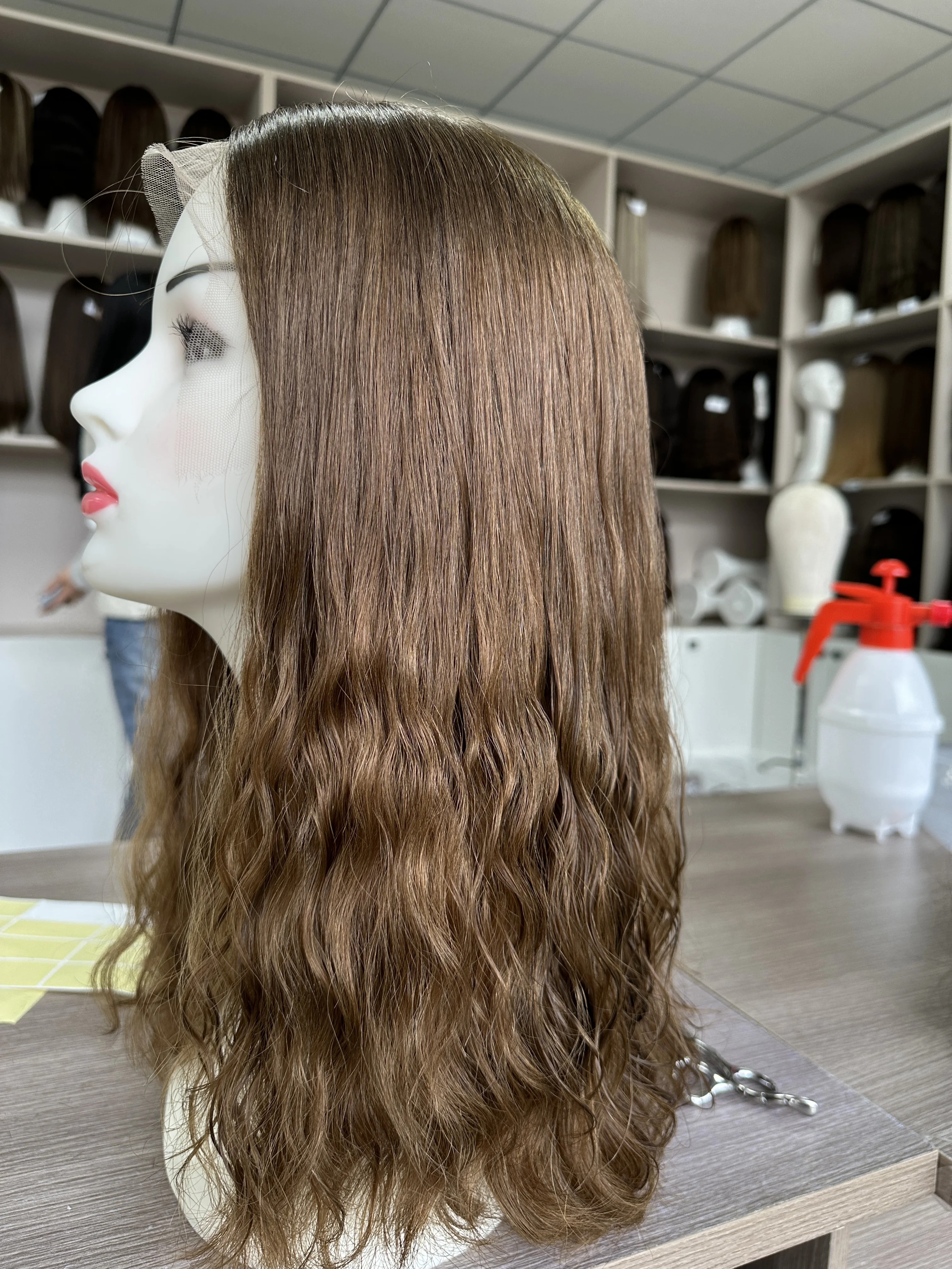 Lace top wig Kosher Wigs European hair brown color TsingTaowigs Human Hair Jewish Wig Lace Top For Women Free Shipping