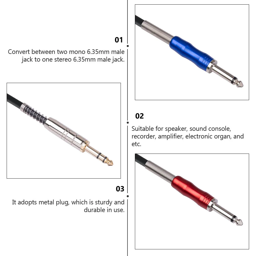 

3m Audio Cable 6.35mm Stereo Male to Dual Mono Male Converter Professional Guitar Instrument Adapter Cable Durable Metal Plug