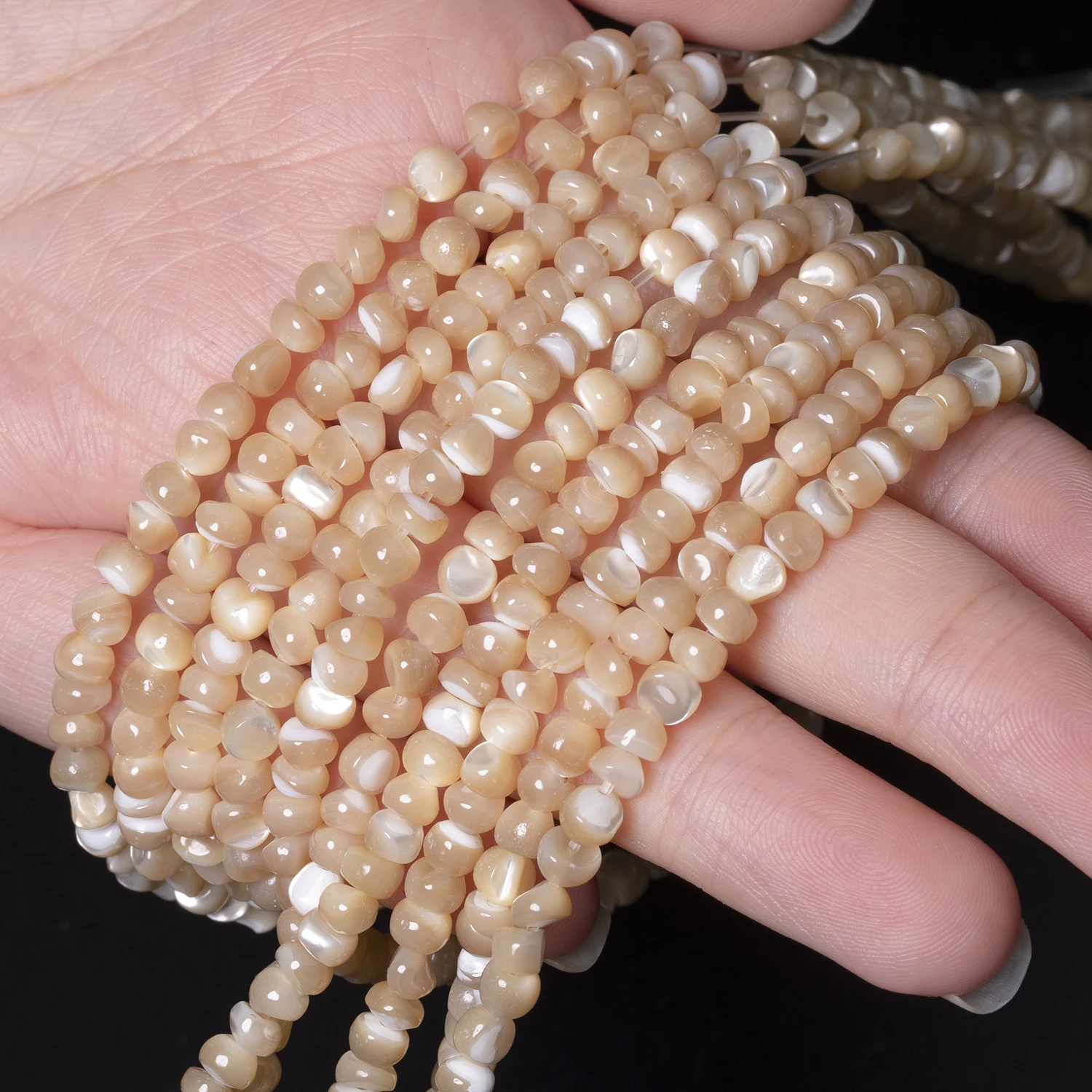 3-4mm Irregular Beige Natural Freshwater Shell Beads Mother Of Pearl Beads for Jewelry Making Supplies DIY Charms Bracelet 15''