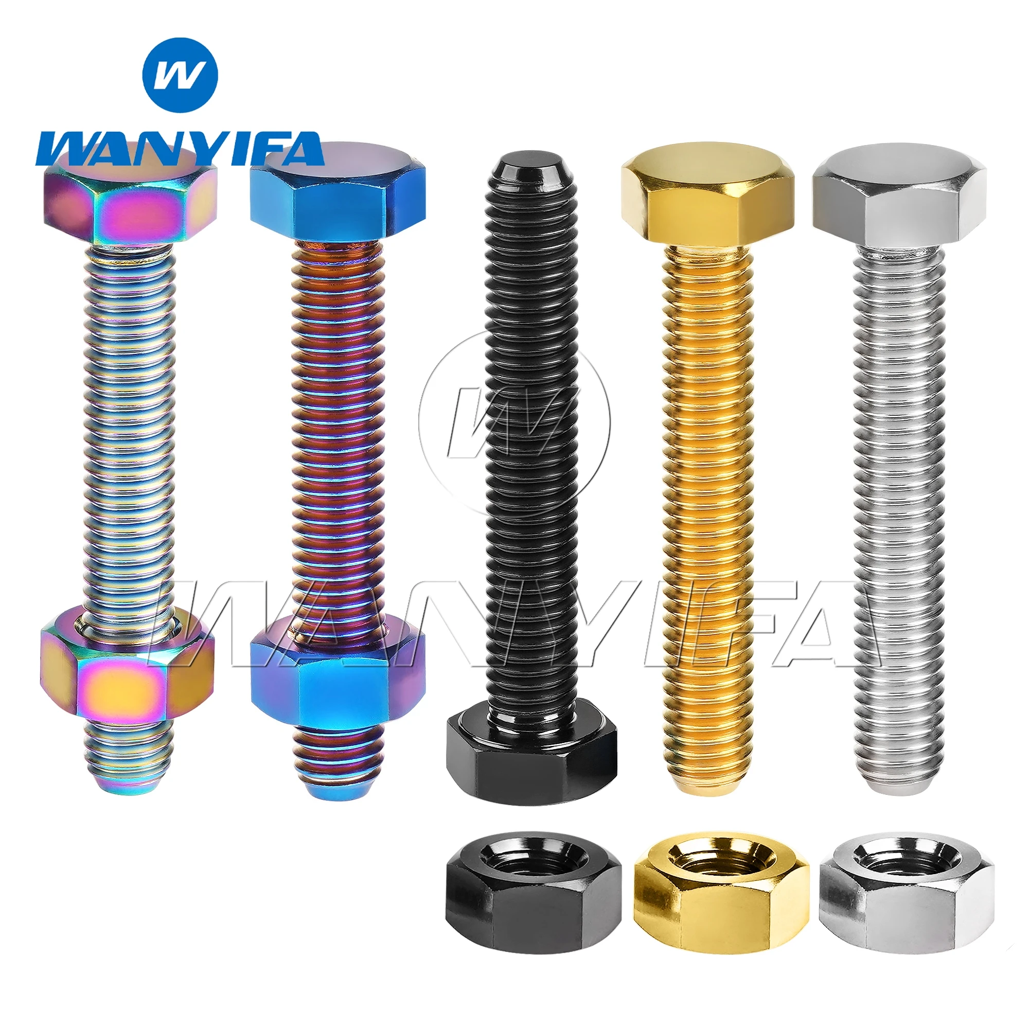 Wanyifa Titanium Chain Adjuster bolts M8x50mm Pitch 1.25 Hex Screws Nut for Motorcycle