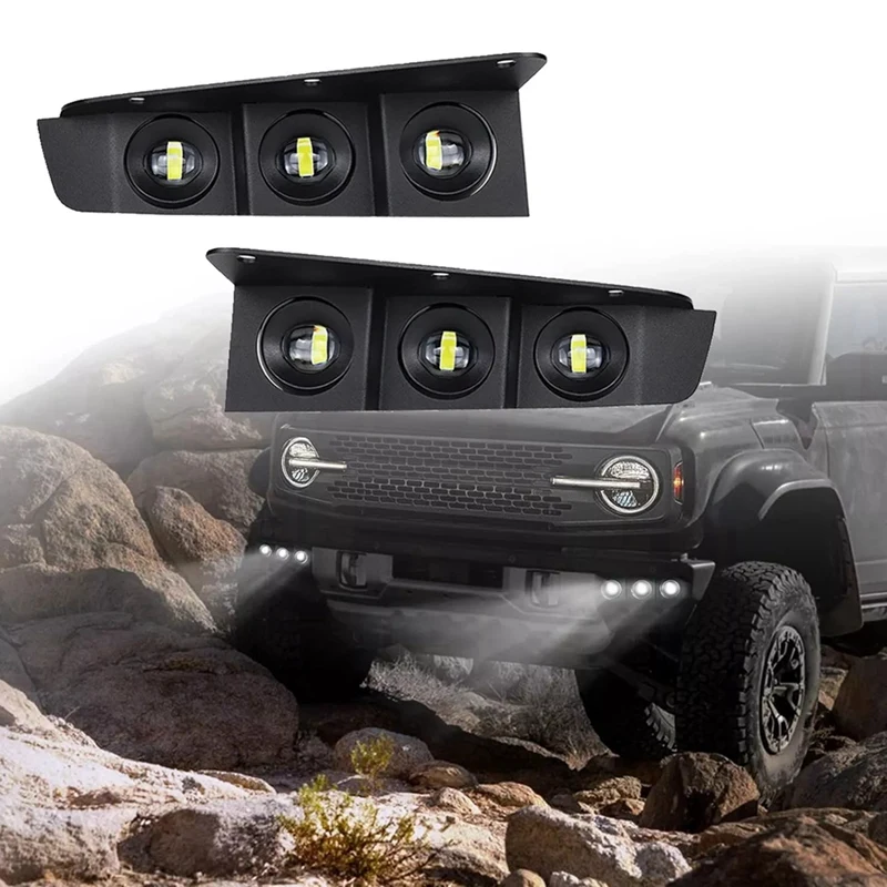 Car Front Lower Bumper Fog Light Kit With Bracket For Ford Bronco 2/4-Door 2021-2023