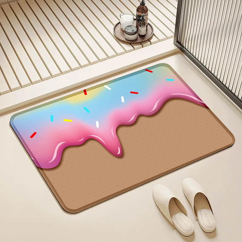 

Pink Drip Glaze Door Mat Non-Slip Soft Floor Rug for Home Kitchen Bathroom Kids Room Decor