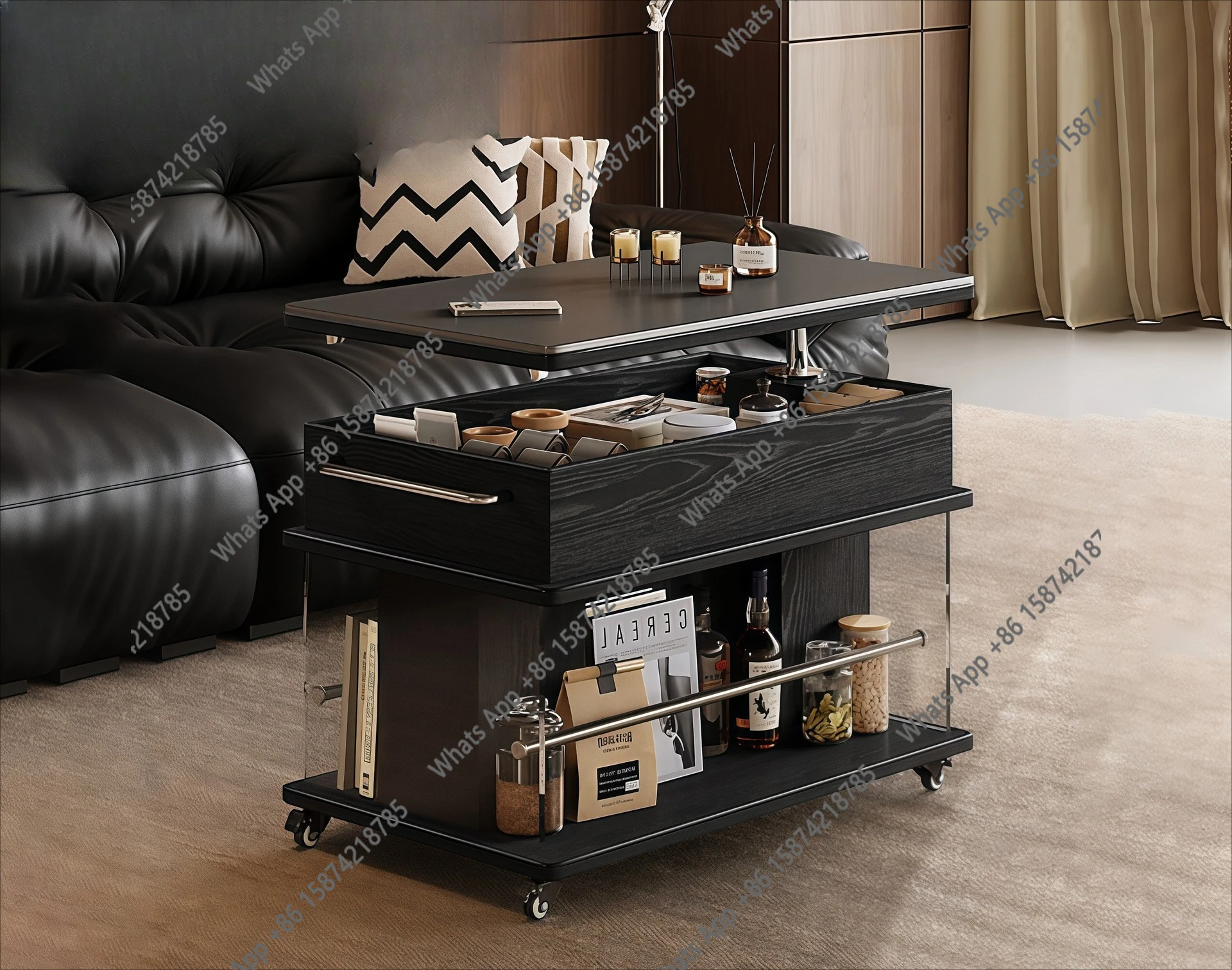 

Мобильный журнальный столик для гостиной, бытовой боковой столик на тележке, диван, приставной столик с колесиками, легкая роскошная высококачественная полка