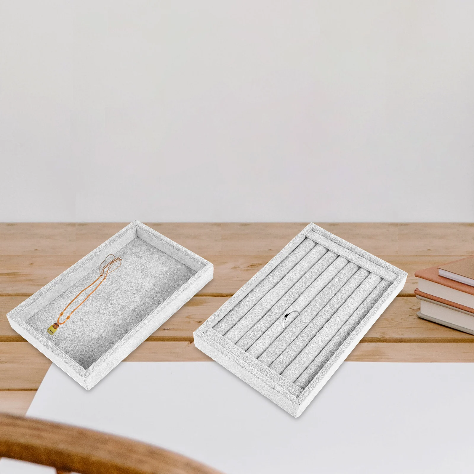 

2 Pcs Suede Jewelry Tray Display Ring Holder Small Storage Drawers ganizer Bracelet St Gray for Selling
