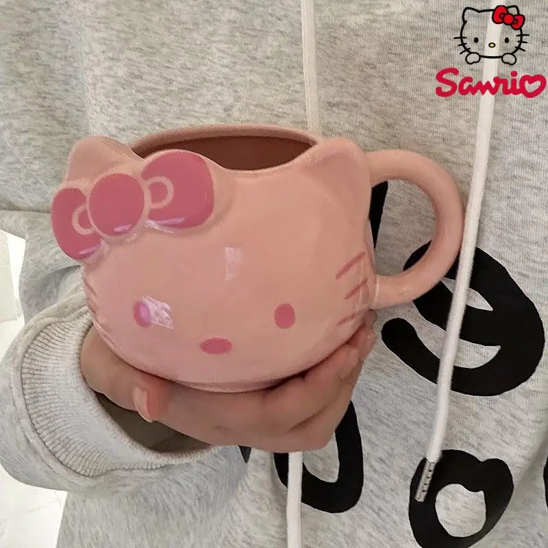 

Новинка Sanrio Kawaii аниме милая кружка Hello Kitty мультфильм соответствие День Святого Валентина доставка Лучшая 460 мл керамическая чашка подарок на день рождения