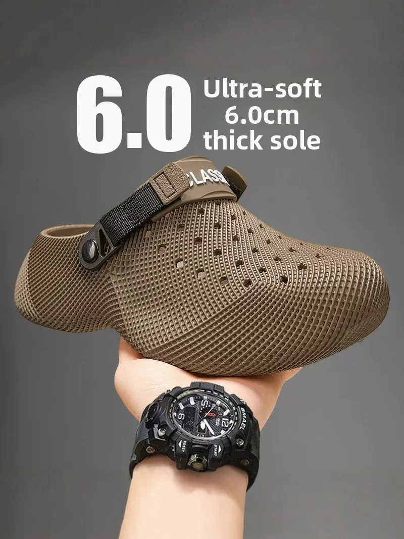 

Men's 2026 Summer Outdoor Wear Thick Bottom Anti-Slip Wear-Resistant Sports Beach Shoes Clog Style Half Slippers Head Cover