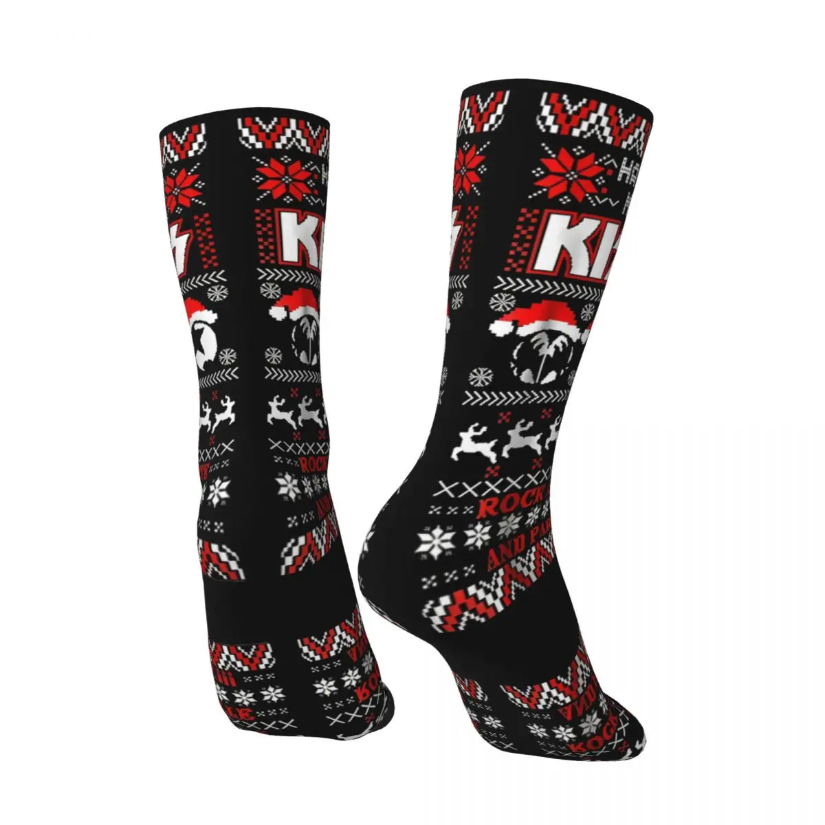 Happy Funny Men's compression Socks KISS Merry Little Kissmas Vintage Harajuku K-KISS Hip Hop Novelty Pattern Crew Crazy Sock