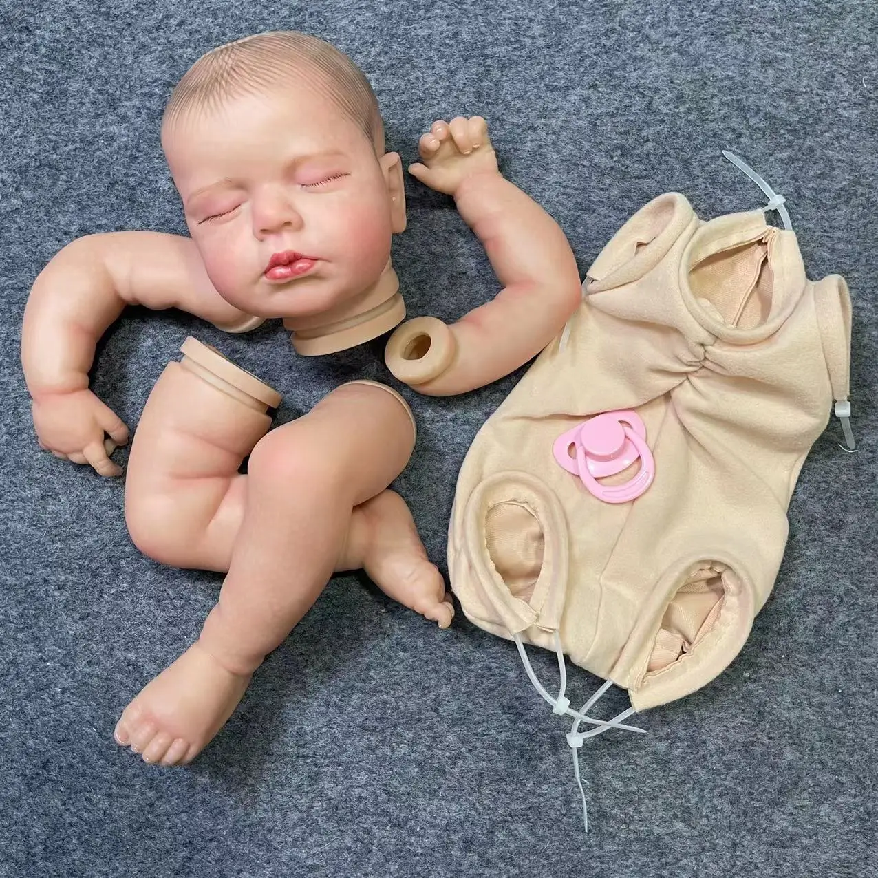 19Inch Already Painted Reborn Doll Kit LouLou Sleeping 3D Painted Skin High Quality Unassembled Handmade Reborn Baby Doll Parts