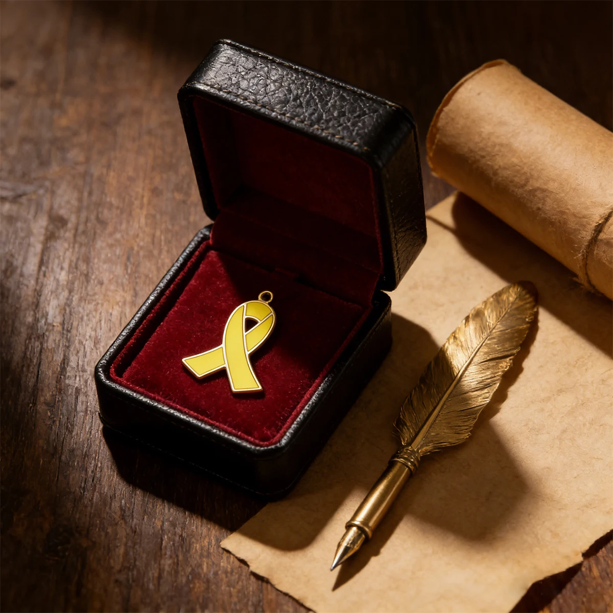 

Support Yellow Awareness Ribbon Charm Pendant Stainless Steel Charity Theme DIY Jewelry Accessory