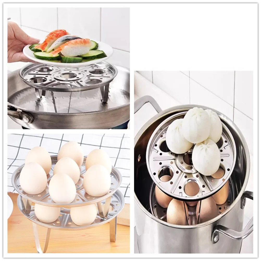 

Single Layer Stainless Steel Egg Steamer 7 Holes Nutritious Egg Cooking Tray Steam Eggs Retain Vitamins