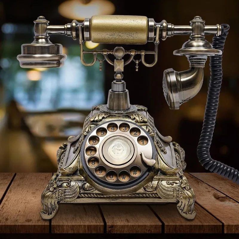 Retro Rotary Telephone Antique European Style Rotary Dial Landline Phone Decorative Ornament Support Making Calls