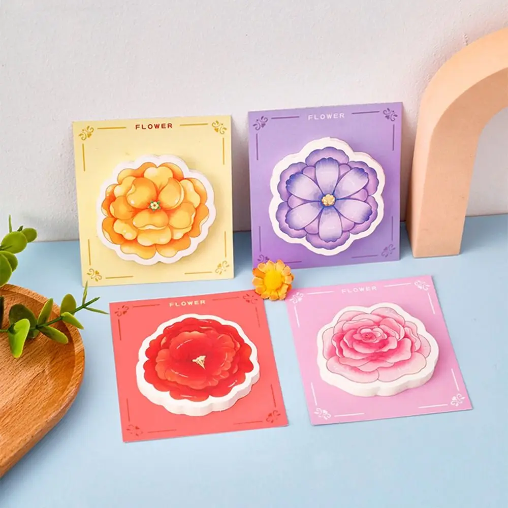 Kawaii Flower Sticky Notes, Creative Pasteable Flower Notepad, Durable, Portable, Compte, Matériel décoratif, Message-Leaving