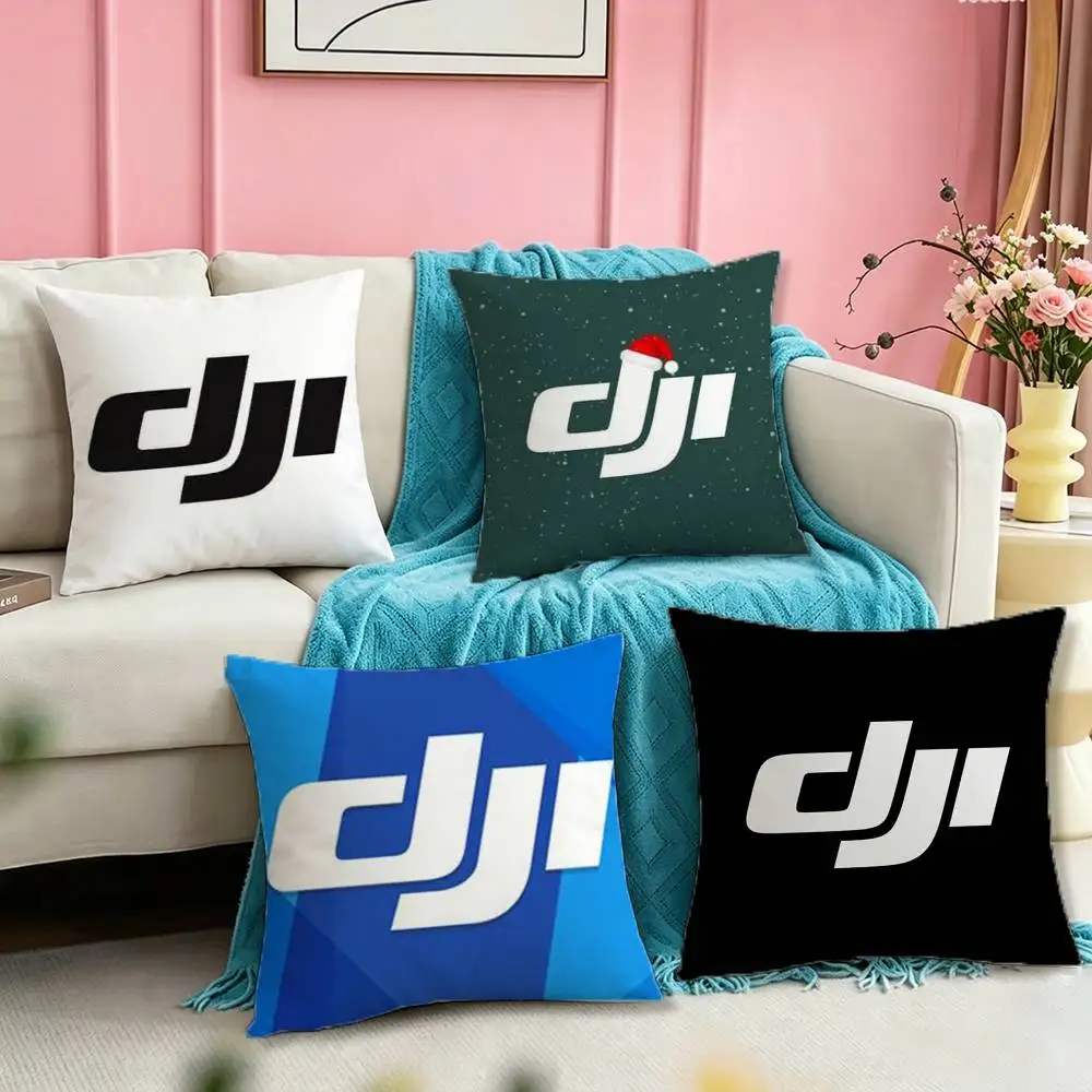 

D-dJI-i logo Square Double-Sided printed Pillow Case Bedroom Bedside Pillow Sofa Cushion Cover