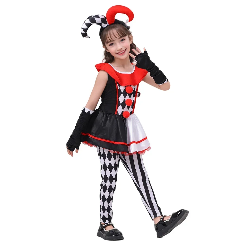 Sydanne New Kids Variety Clown Skirt Dress Set Cosplay Costume Girls Cute Clown Clothes Masquerade Halloween Costume