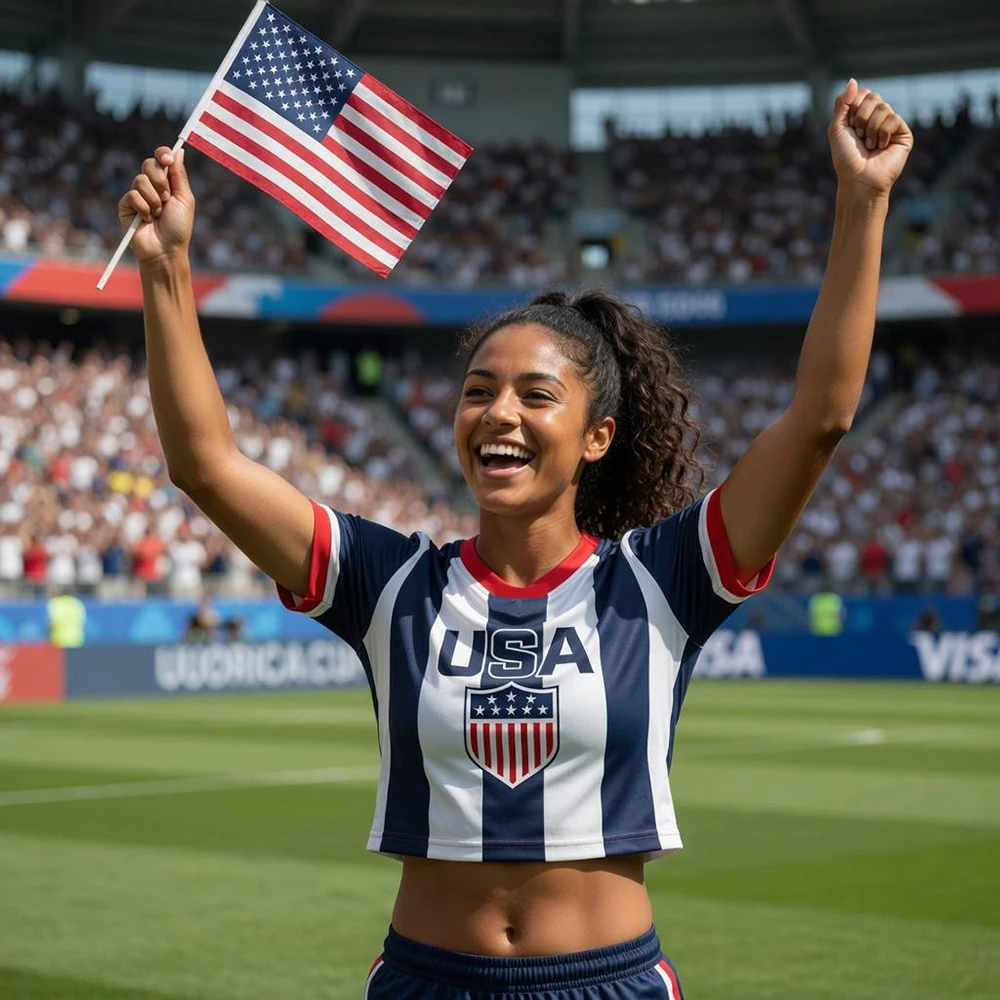 2026 New USA Soccer Crop Top Jersey Bachelorette Football Fan Tee Women's Fanwear Short Sleeve Team Sportswear Fan Gear