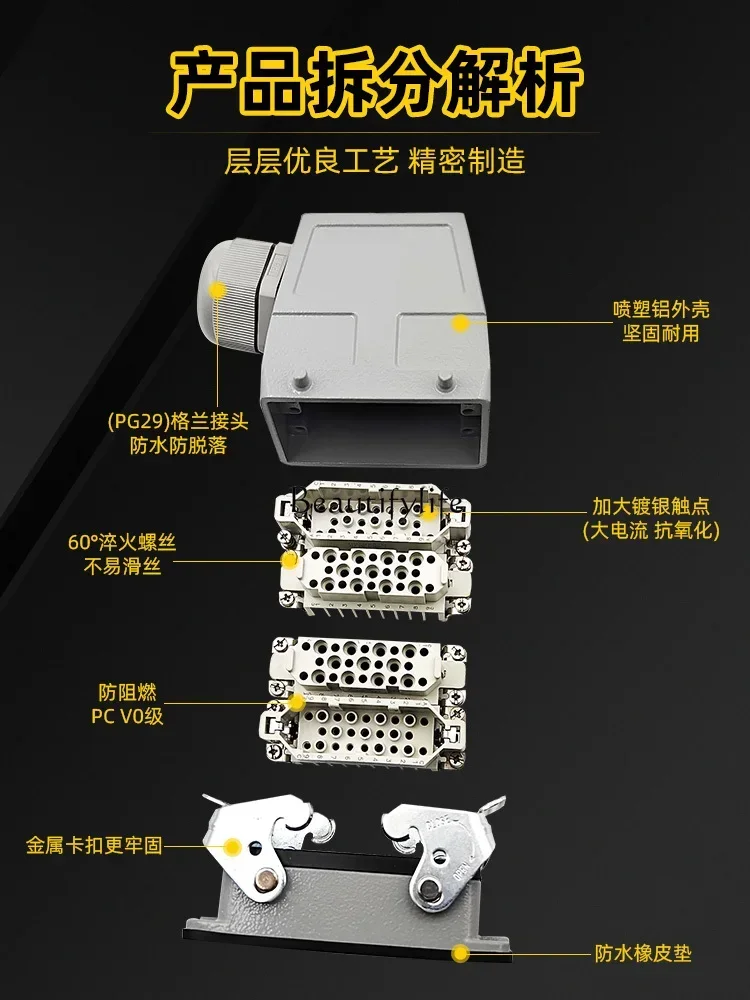 Injection molding machine connector HD-050 core 025 pin aviation industry plug socket 10A