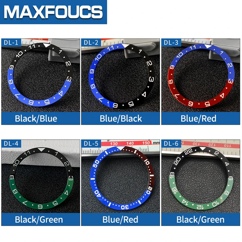 Green Luminous Insert 38*31.5mm Ceramic Flat Bezel Inserts MOD SKX Crystal 31.5mm Black/Blue Watch Parts