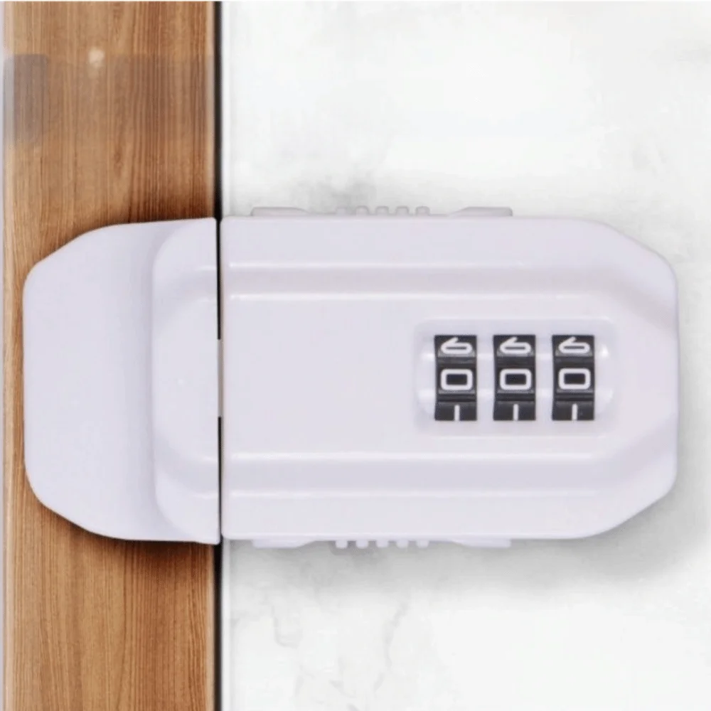 Zamek do szafki bez wiercenia, zabezpieczony hasłem, bezkluczykowy, biały, antykradzieżowy zamek do szuflady, 3-cyfrowe hasło.