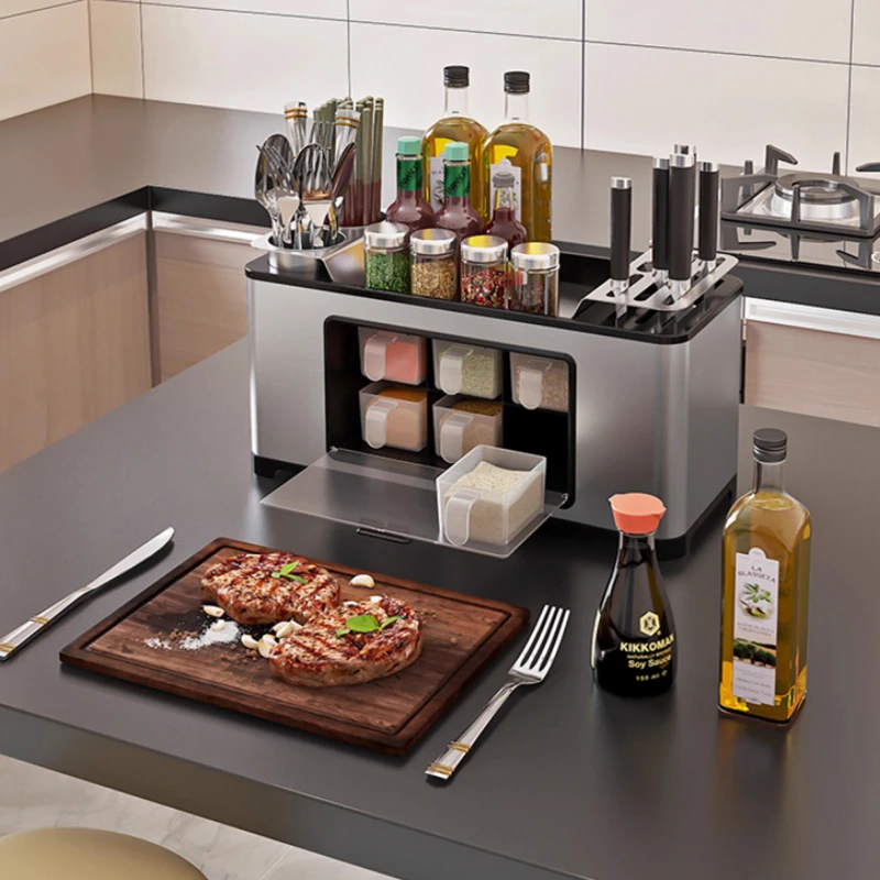 

‌ Органайзер для специй из нержавеющей стали, многослойная полка для приправ, компактное кухонное хранилище, вентилируемая полка для специй