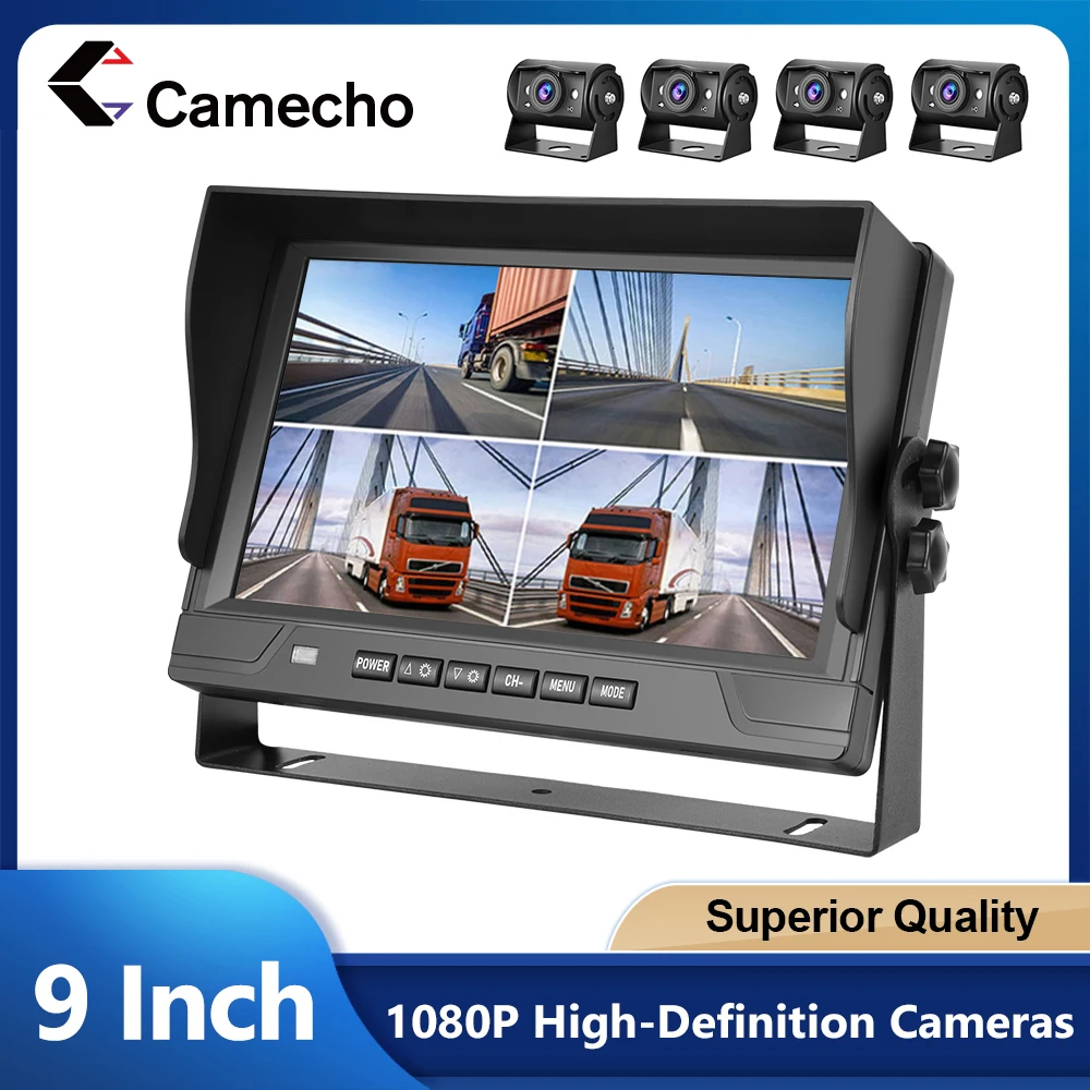 4ch ahd Rückfahr kamerasystem mit 9 "Auto monitor 4 Rückfahr kamera 4 Split Display Park