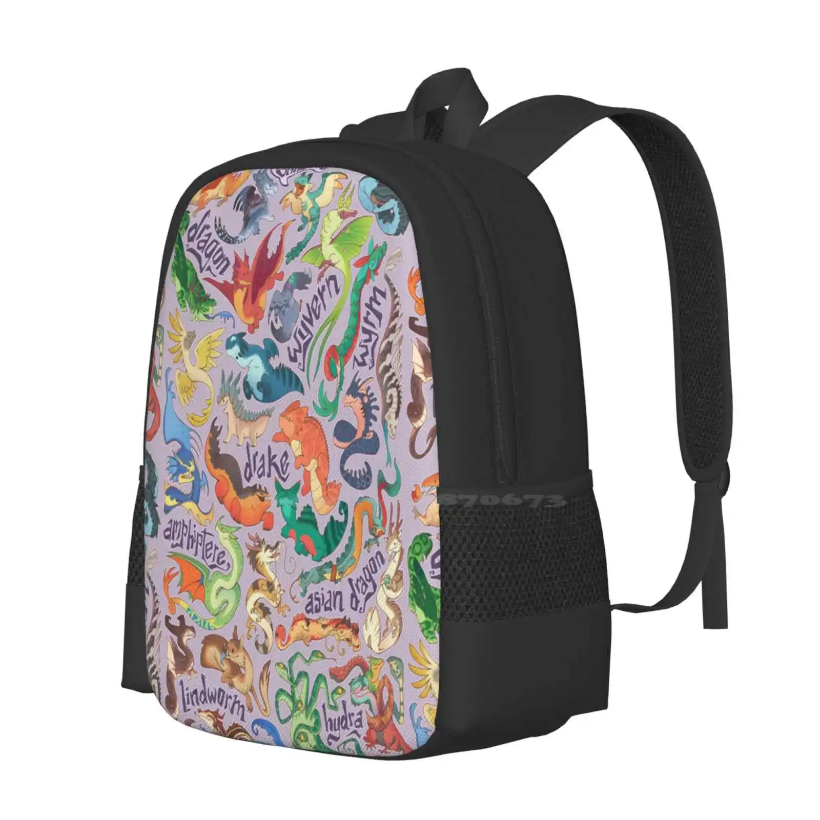 Mini Dragon Compendium In Lavender Hot Sale Schoolbag Backpack Fashion Bags Dragons Fantasy Cute Cartoon