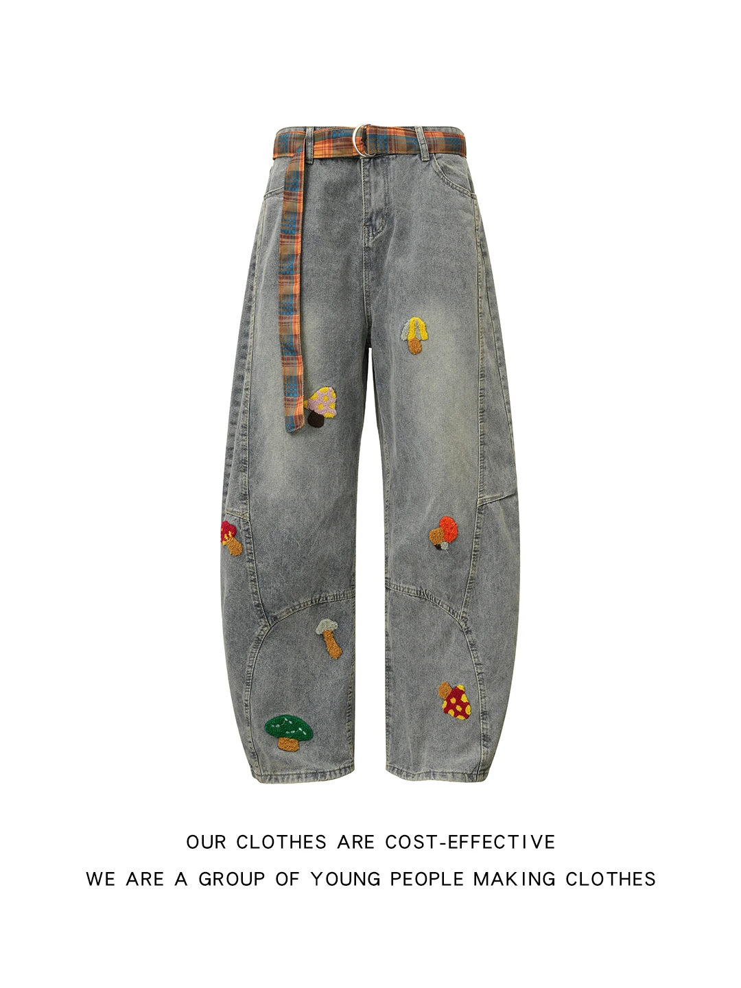 

Мужские джинсы Waed Denim: модные прямые брюки в американском ретро-стиле для пар, весна-осень, с вышивкой