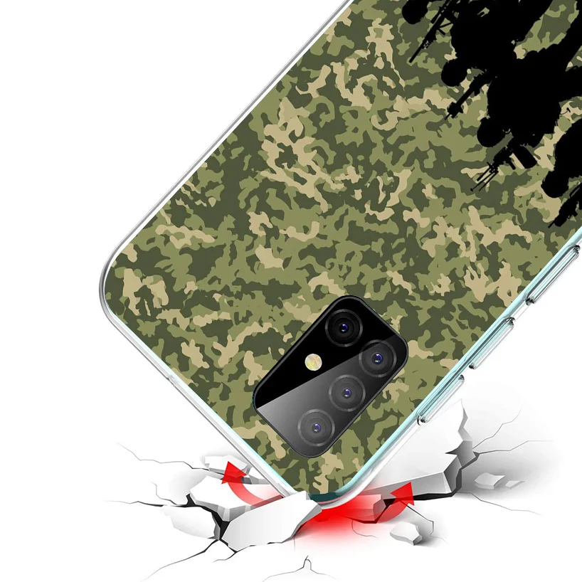 Camouflage Military Phone Case For Samsung Galaxy A15 A14 A13 A12 A55 A54 A53 A52 A35 A34 A33 A32 A25 A24 A23 A22 A05S A04S A03S