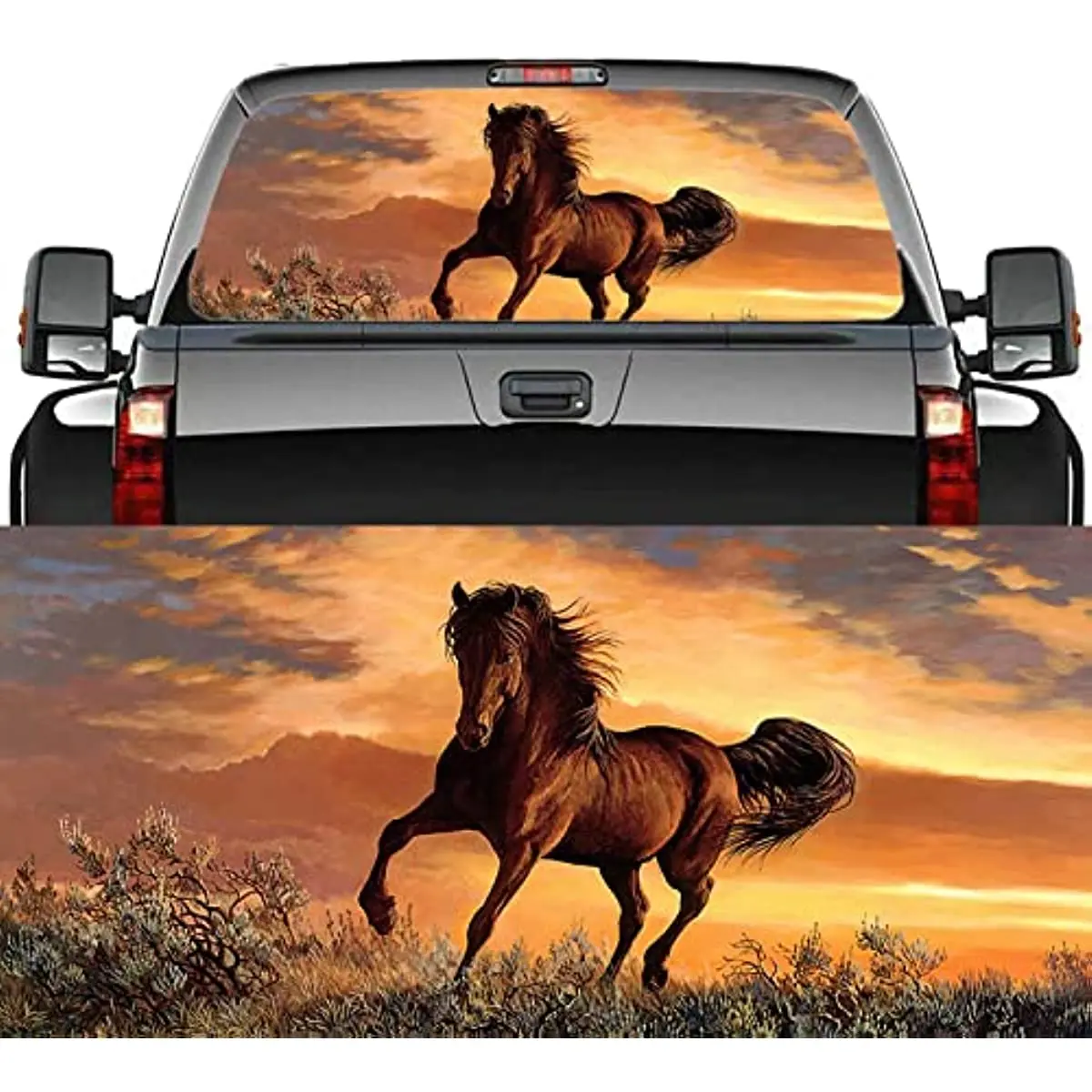 Rear Window Truck Decal Sticker Steed Horse Car Window Graphic Decal Perforated Vinyl Window Back Decal for Truck SUV Van Pickup