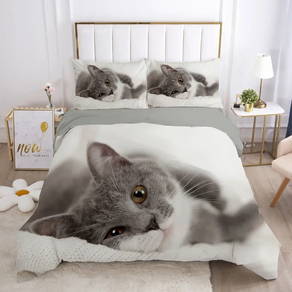 

Cat Lovely Animal Kitten 3D Duvet Cover Bedding Set Comforter Linen Pillowcases Home Decor Single Double Twin King Queen