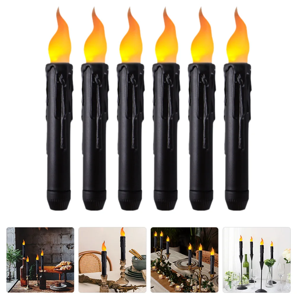

6Pcs LED Electronic Flameless Operated Electric Candles Romantic Taper Candlesticks Wedding Birthday Decoration