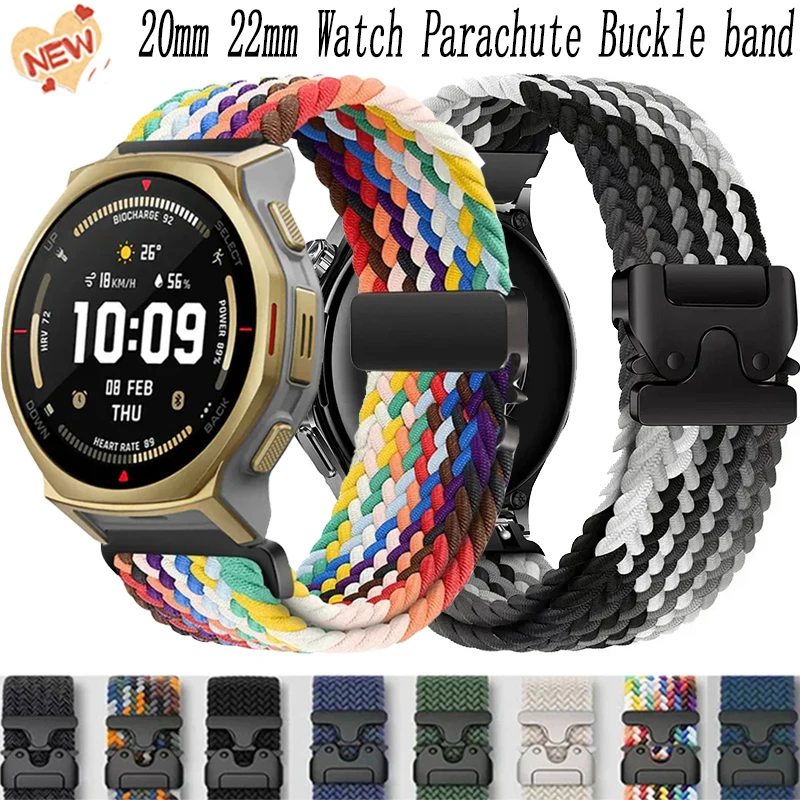 

Nylon Braided Loop Strap For Amazfit T-Rex3 Pro 44mm 48mm Parachute Buckle Bracelet Band For Balance 2-1/Helio/Active 2/Bip 6-5
