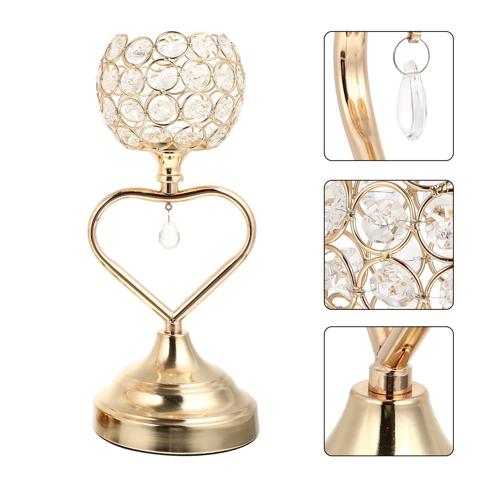 

Metal Holder Crystal Candlestick For Home Dining Table Artistic Household Ornament Stylish Tabletop Decor Romantic