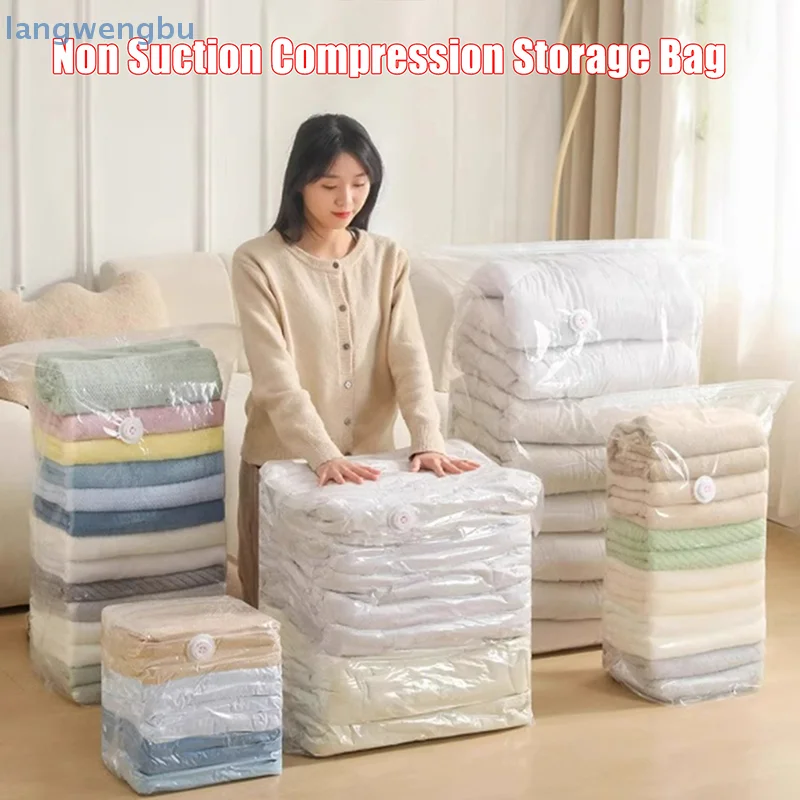 

Compression Vacuum Bags, Large, No Pump Needed; Durable Plastic Bags for Clothing, Blanket Storage; Essential Travel Accessories