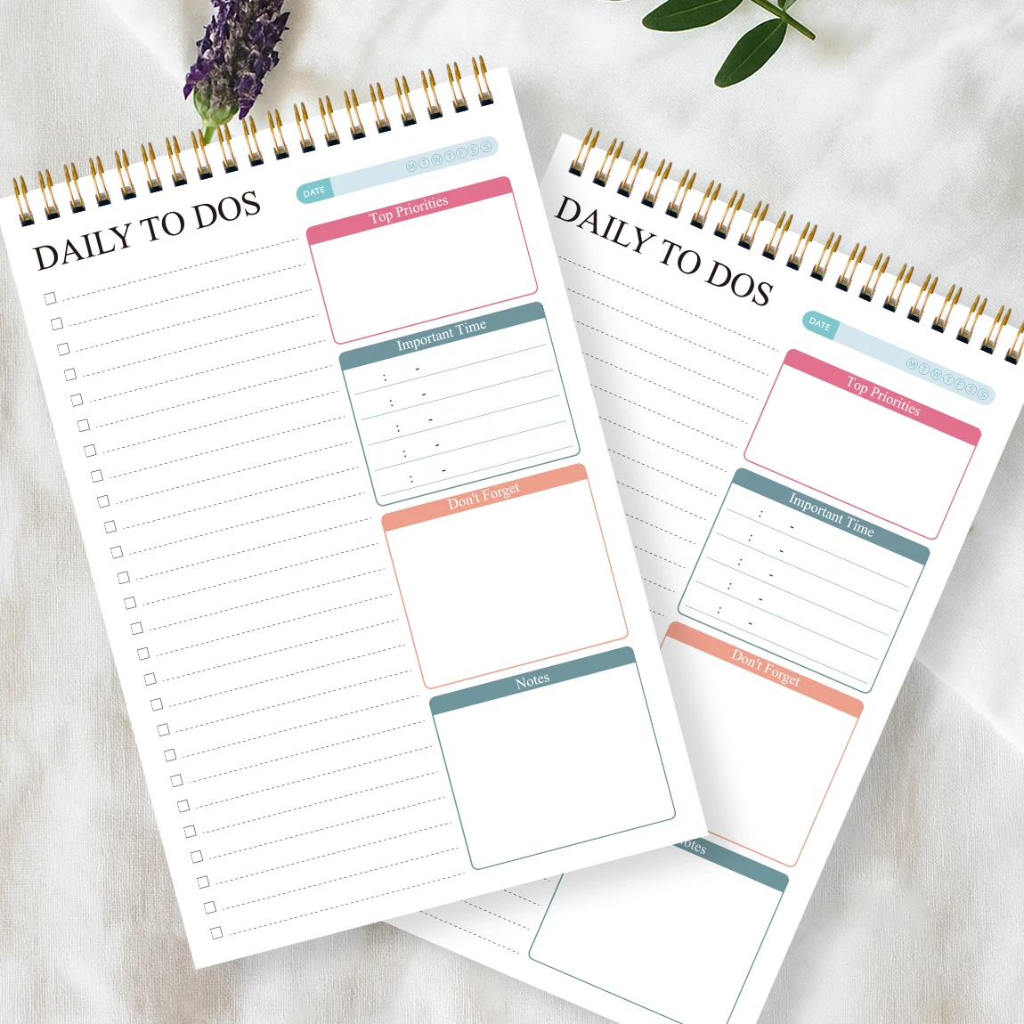 A5 Daily To Do List Notebook, Planner Pad with Top Priorities, Important Time, Undated Checklist Organizer for School, Office