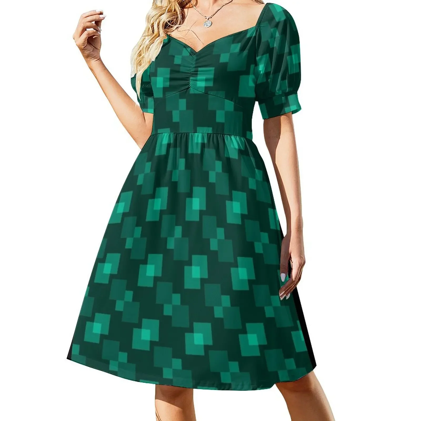 

Square Pattern Designs: Teal Sleeveless Dress birthday dresses for women luxury dresses Dress women summer dress daily