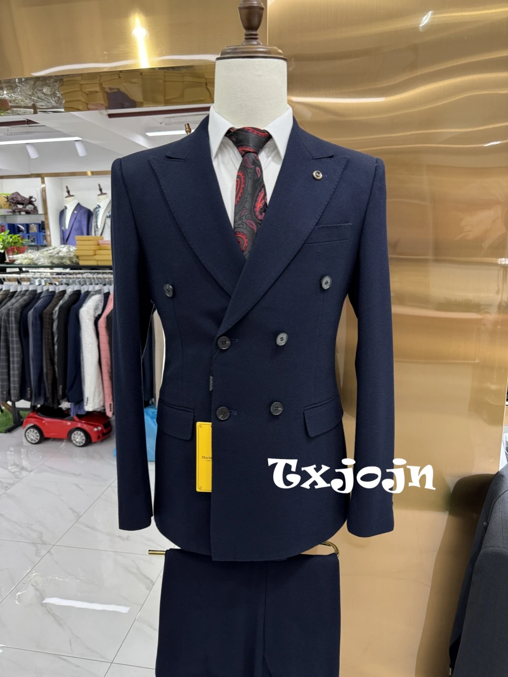 

Hot Sale Double Breasted Men's Suit Wedding Birthday Tuxedo Classic Peak Lapel Suit Set For Men Daily Office New Customized